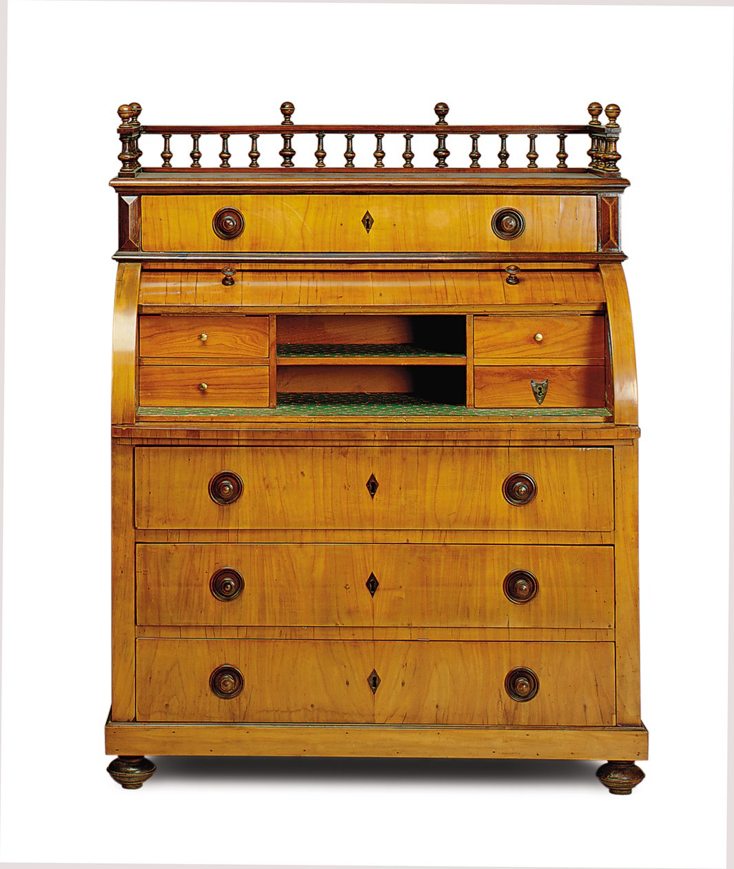 Biedermeier sekreter-komodin, 19. yüzyılın ikinci çeyreği (ceviz ve maun) by German School