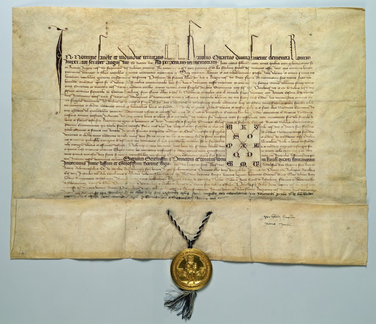 Charles IV Boğası (1316-78) Kutsal Roma İmparatoru, 29 Ocak 1365 (altın mühürlü parşömen üzerine mürekkep) by German School
