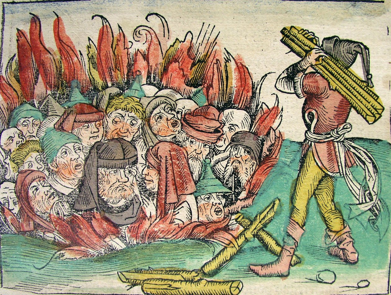 Yahudilerin Yakılması, Nuremberg Chronicle, 1493
