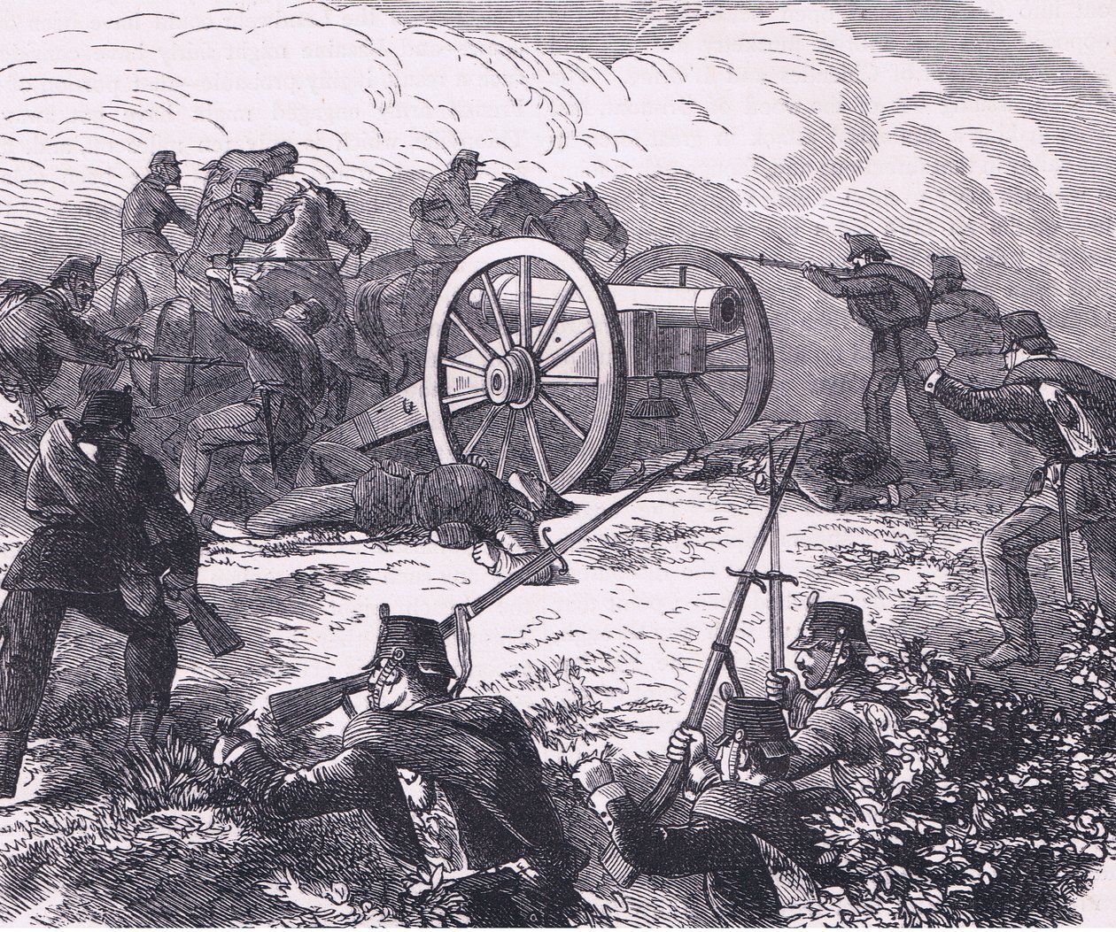 Bir sahra silahının ele geçirilmesi, Cassells History of the War Fransa ve Almanya arasındaki Cassell ve Company Limited tarafından yayınlandı, c.1890 (litho) by German School