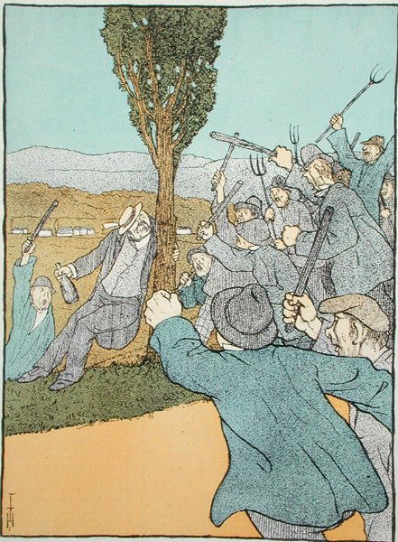 Clemenceau ve asi şarap yetiştiricilerini tasvir eden 