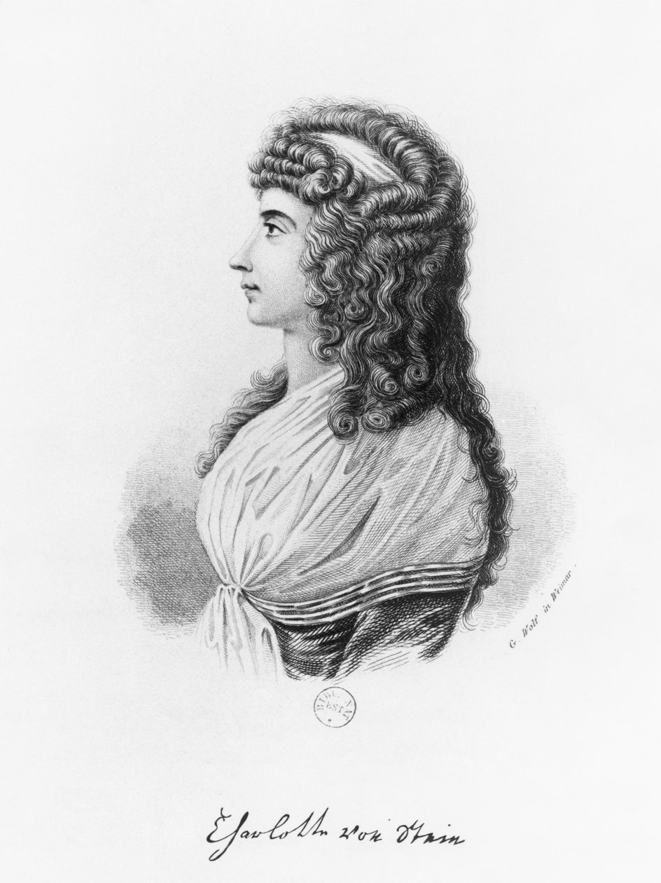 Charlotte von Stein, von Schardt doğumlu, 18. yüzyılın sonu - 19. yüzyılın başı, G. Wolf tarafından oyulmuş by German School