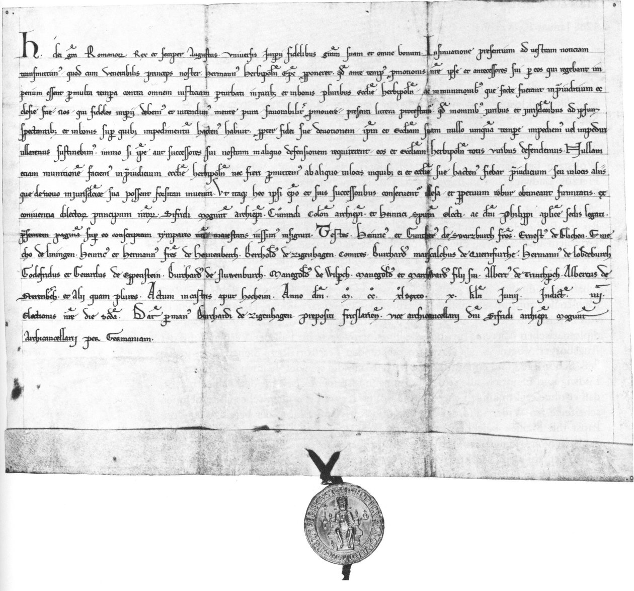 Würzburg Piskoposu Hermann için Thüringen Landgrave ve Alman anti-kral Henry Raspe