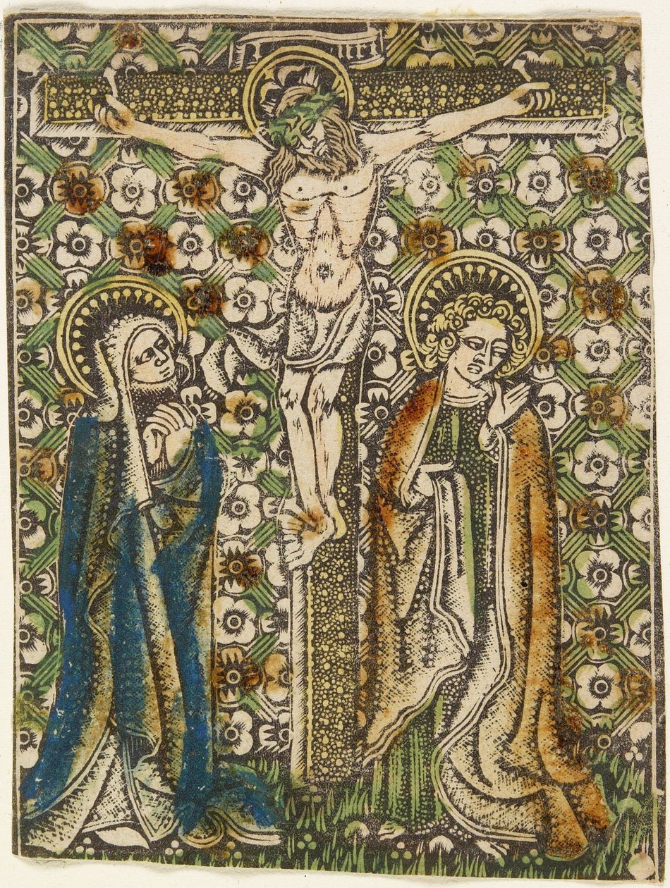 Meryem ve Aziz John ile Haç Üzerinde İsa, c.1460 (metal kesim) by German School