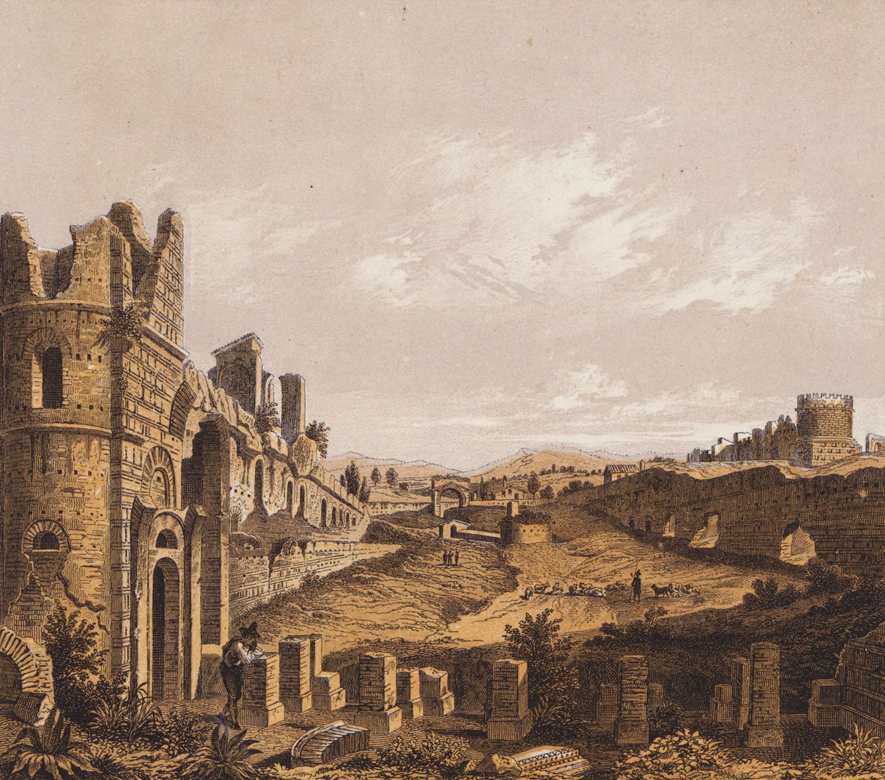Maxentius Sirki, Roma (renkli taş baskı) by German School