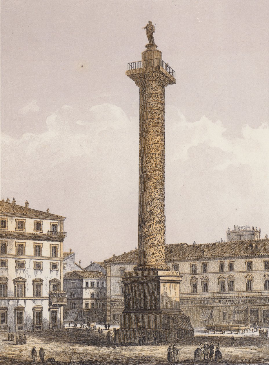 Marcus Aurelius Sütunu, Roma (renkli lito) by German School