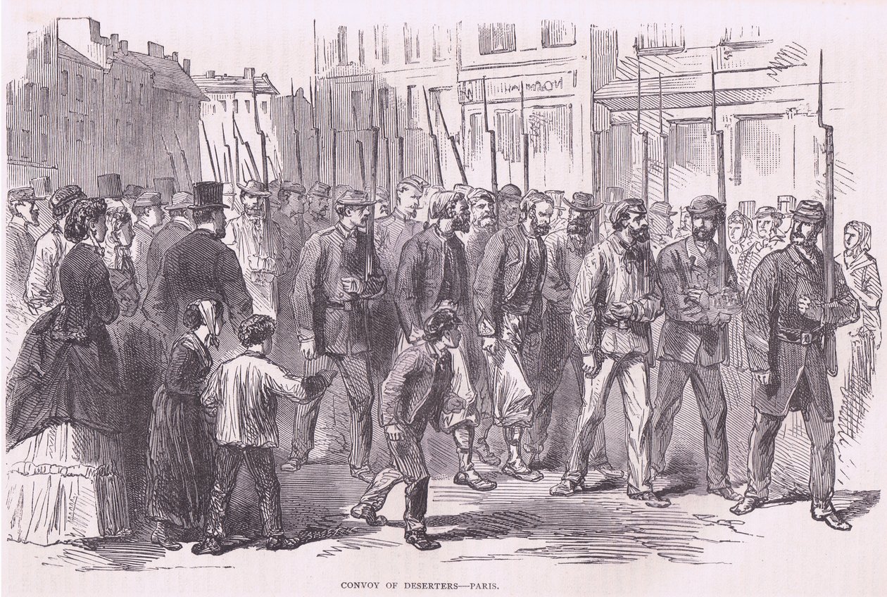 Kaçakların konvoyu-Paris, Cassells History of the War Fransa ve Almanya arasındaki Cassell ve Company Limited tarafından yayınlandı, c.1890 (lito) by German School