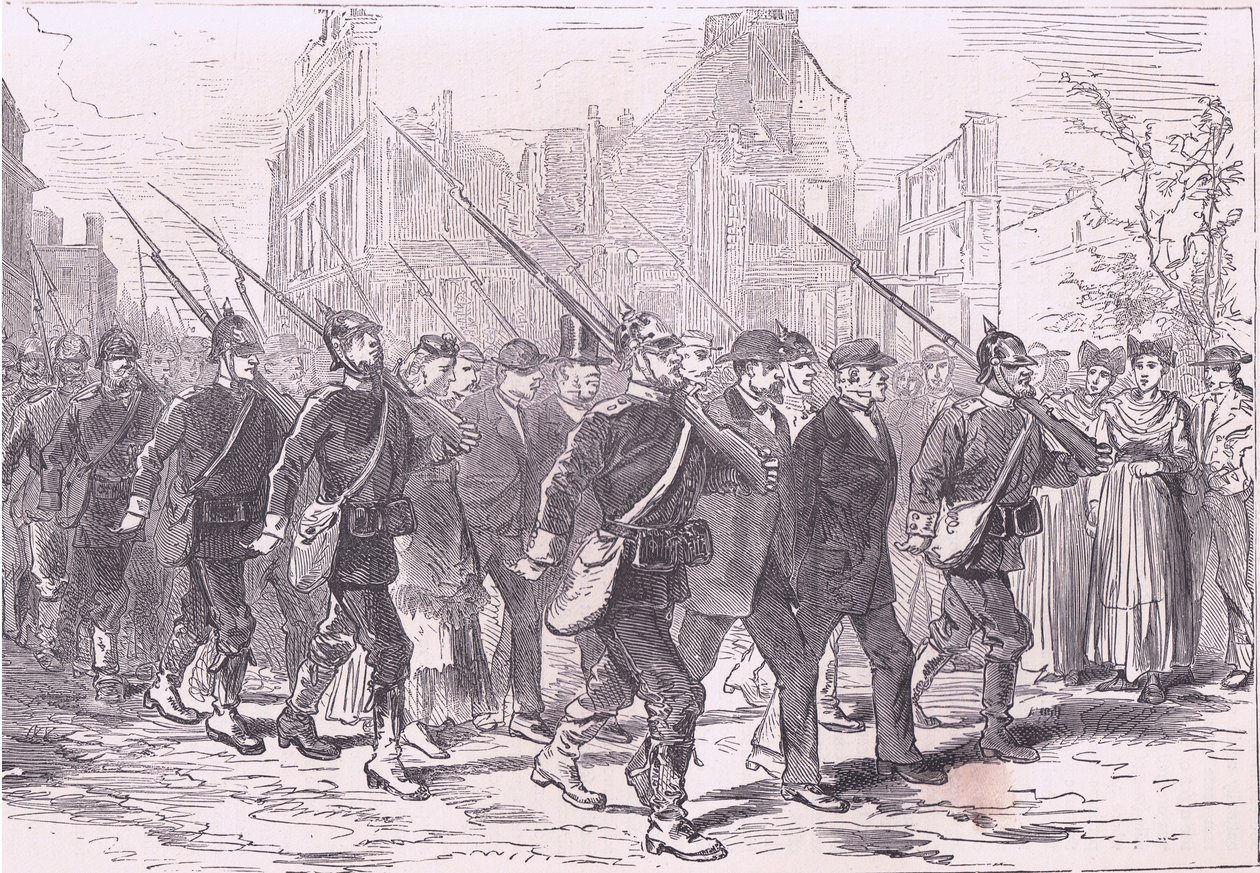 Mahkumların konvoyu, Cassells History of the War of France ve Almanya arasındaki Cassell ve Company Limited tarafından yayınlandı, c.1890 (lito) by German School