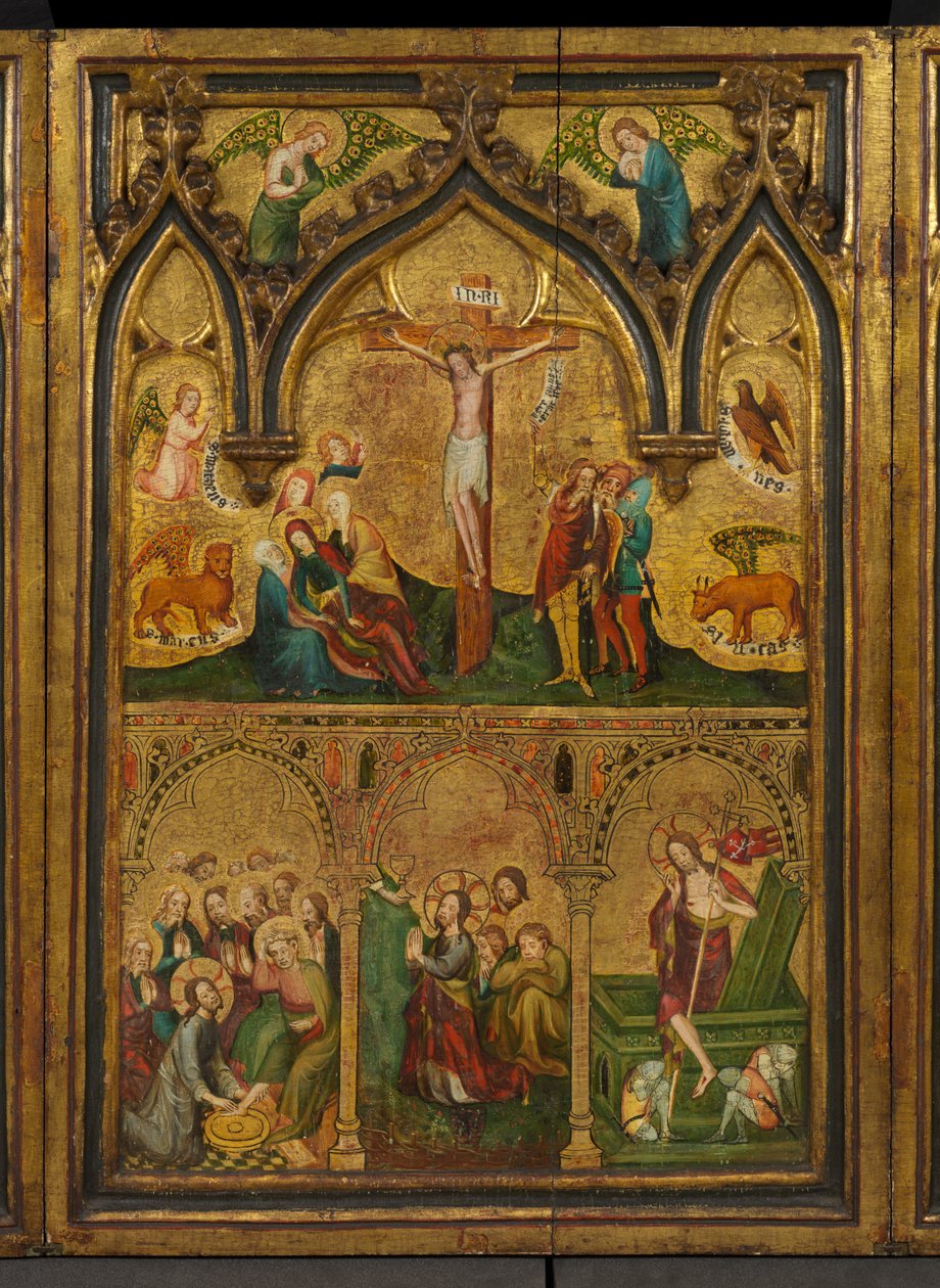 Çarmıha germe üçlüsü (eskiden Estouteville Üçlüsü olarak biliniyordu) (orta panel), c.1374 (panelde tempera) by German School