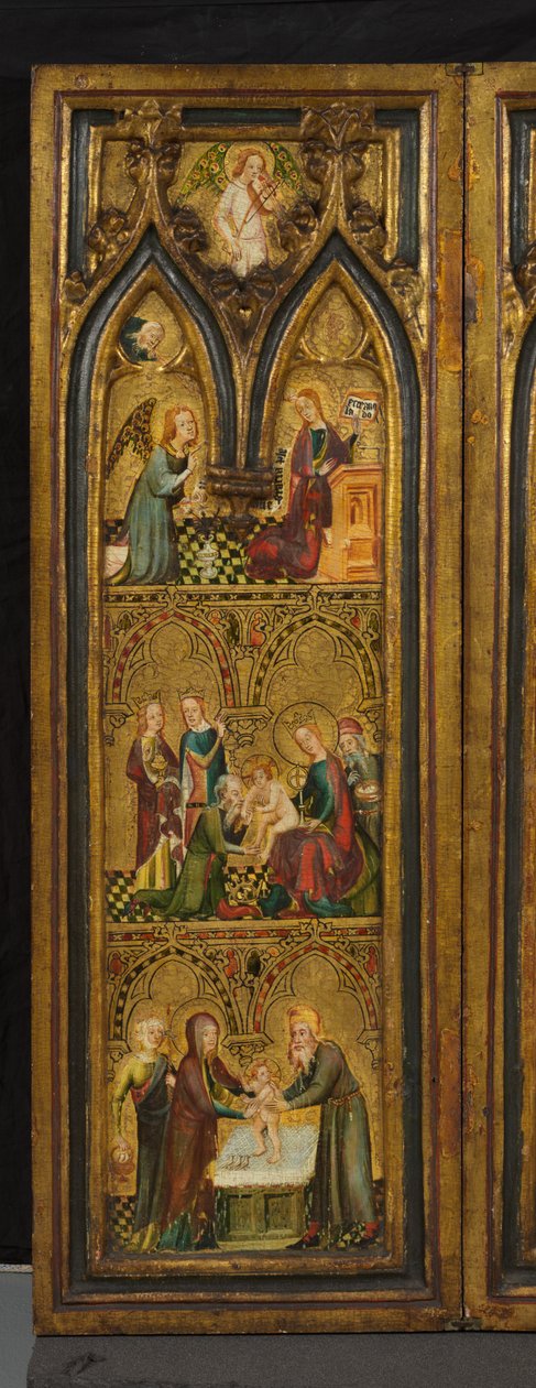 Çarmıha germe üçlüsü (eskiden Estouteville Üçlüsü olarak biliniyordu) (sol kanat), c.1374 (panelde tempera) by German School