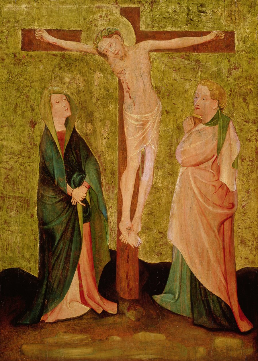 Mary ve John ile çarmıha germe by German School