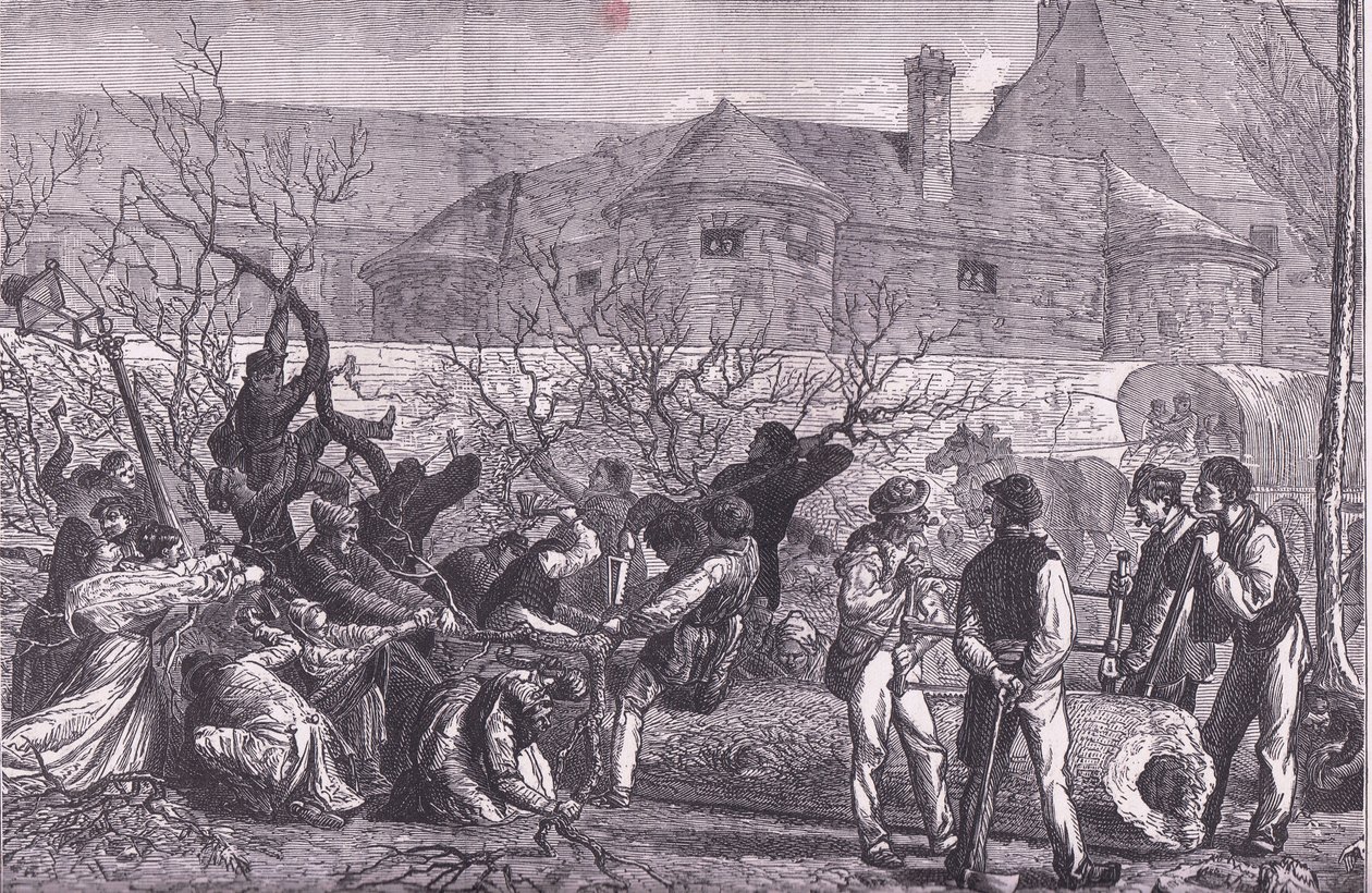 Yakacak odun için Paris çevresindeki ağaçları kesmek, Cassell ve Company Limited tarafından yayınlanan Cassells History of the War Fransa ve Almanya arasındaki Cassells, c.1890 (litho) by German School