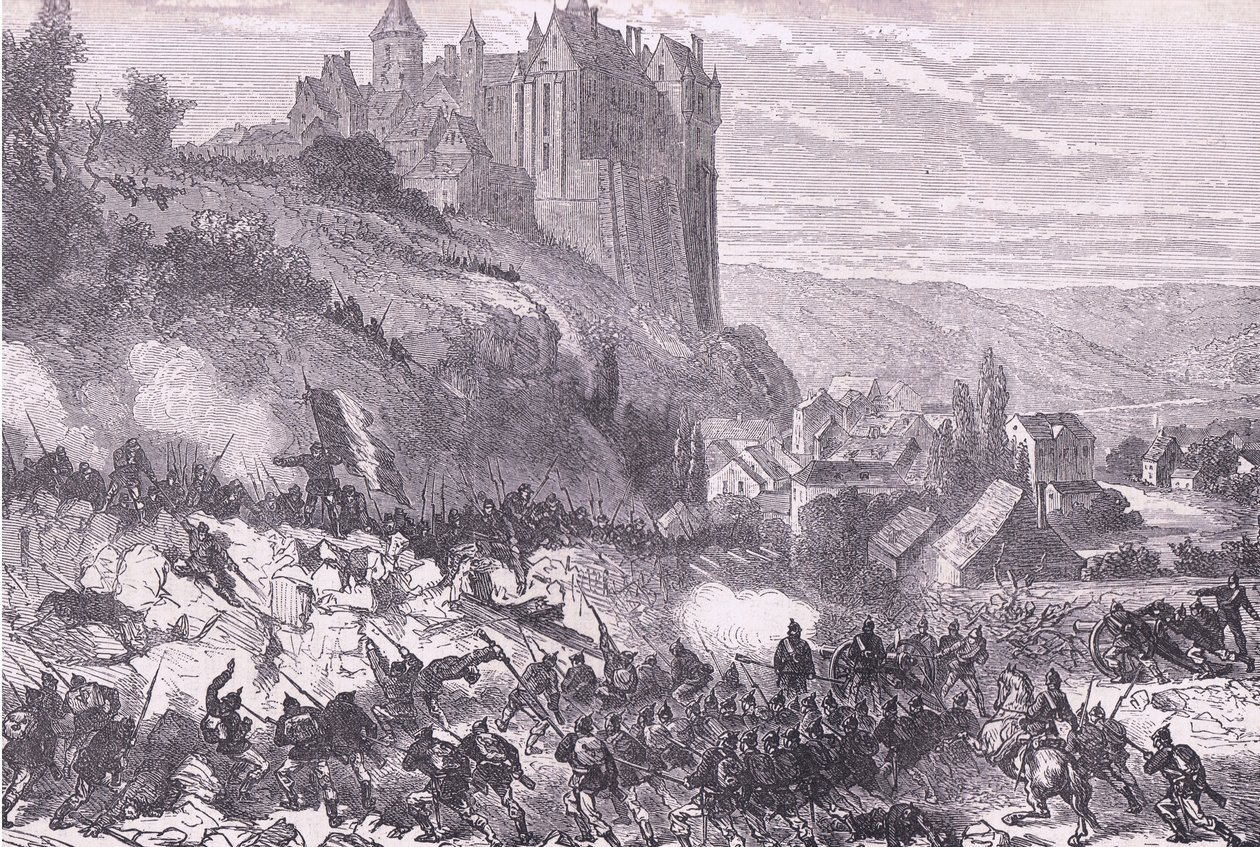 Defence of Chateaudun, Cassells History of the War Fransa ve Almanya arasındaki Cassell and Company Limited tarafından yayınlandı, c.1890 (litho) by German School