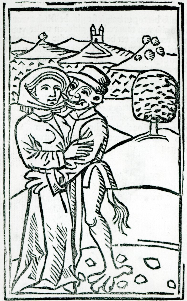 Bir Cadıya Sevişen İblis (tahta baskı) by German School