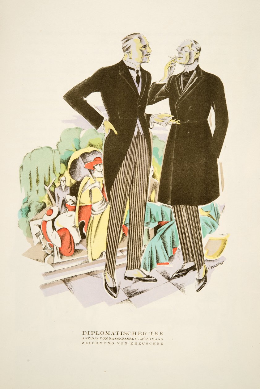 Diplomatischer Tişört, takım elbise Fasskessel U. Muntmann, Styl'den, pub.1922 (pochoir baskı) by German School