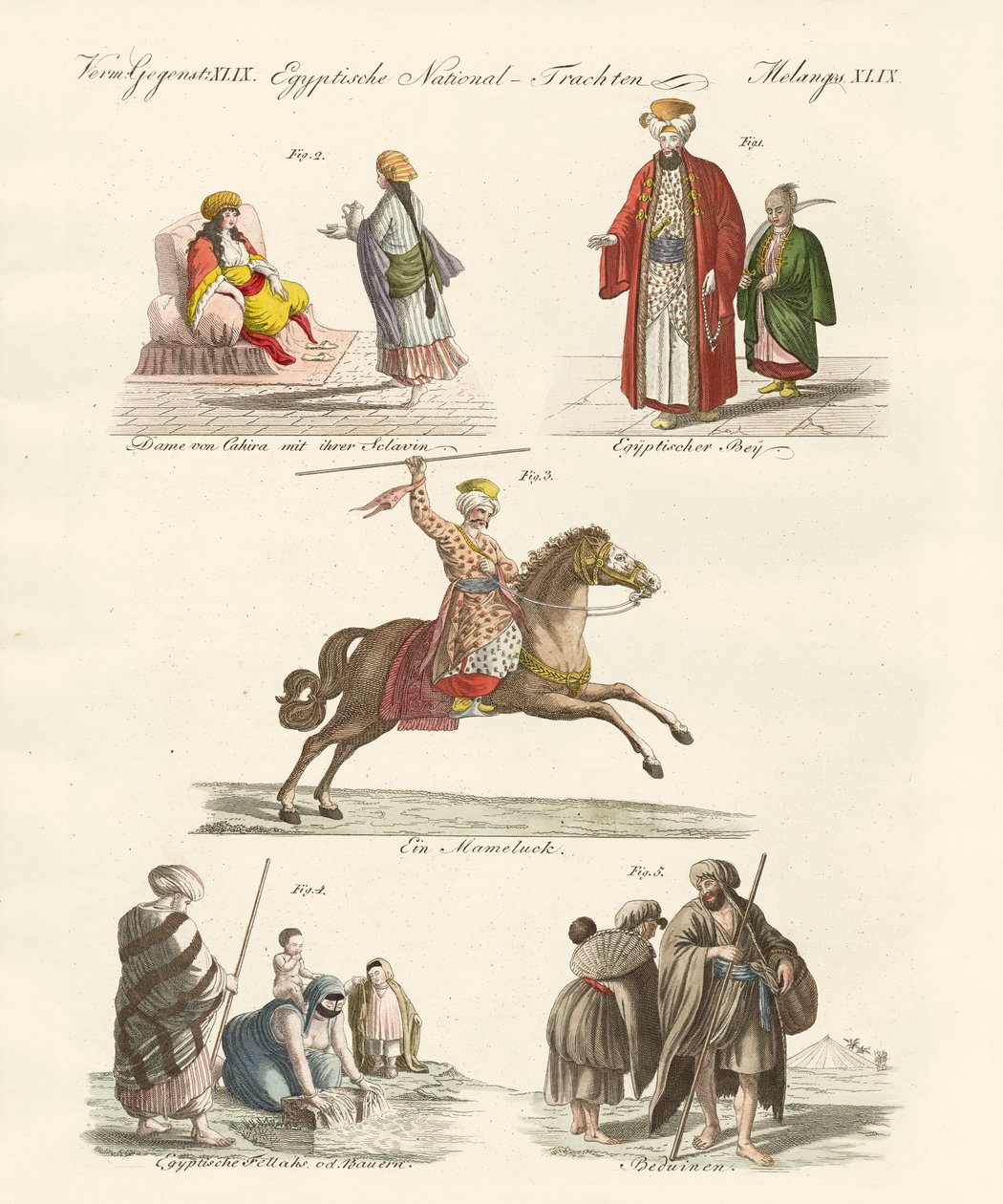 Mısır elbiseleri (renkli gravür) by German School