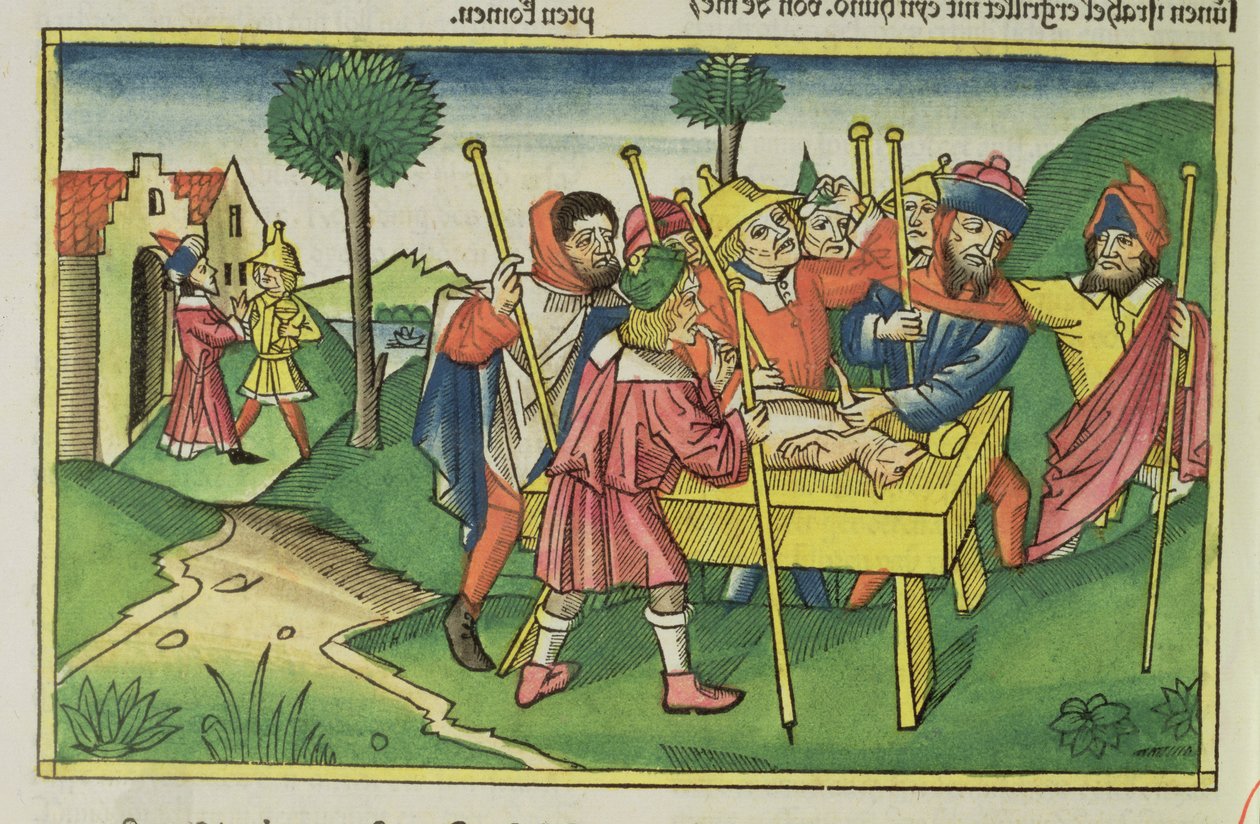 Çıkış 12 Nürnberg İncilinden (Biblia Sacra Germanaica) İlk Fısıh (renkli gravür) by German School