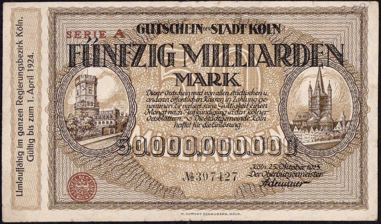 Elli milyar mark banknot, 1923 by German School