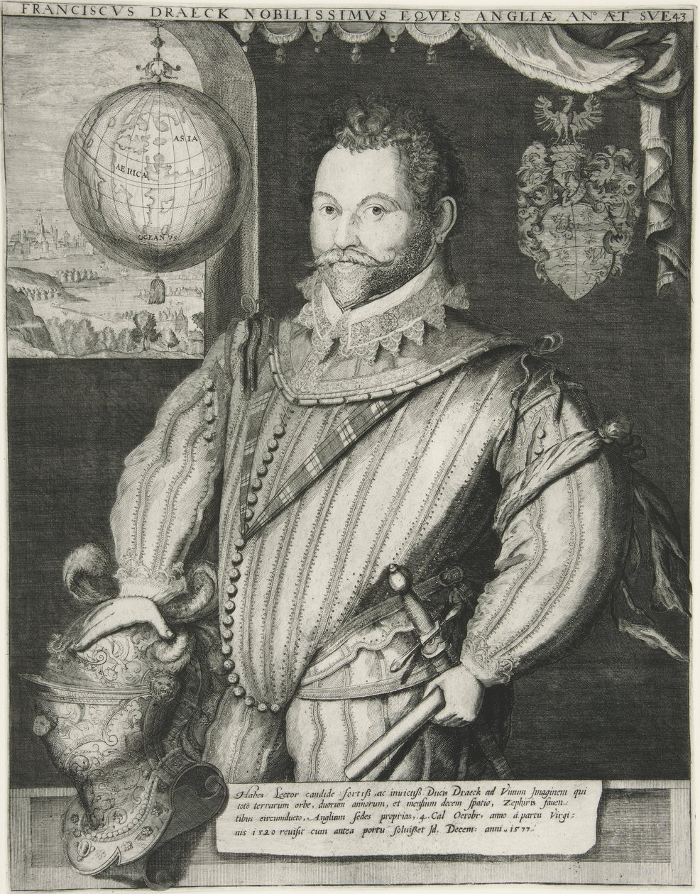 Francis Drake, bar. 19. Yüzyıl (gravür) by German School