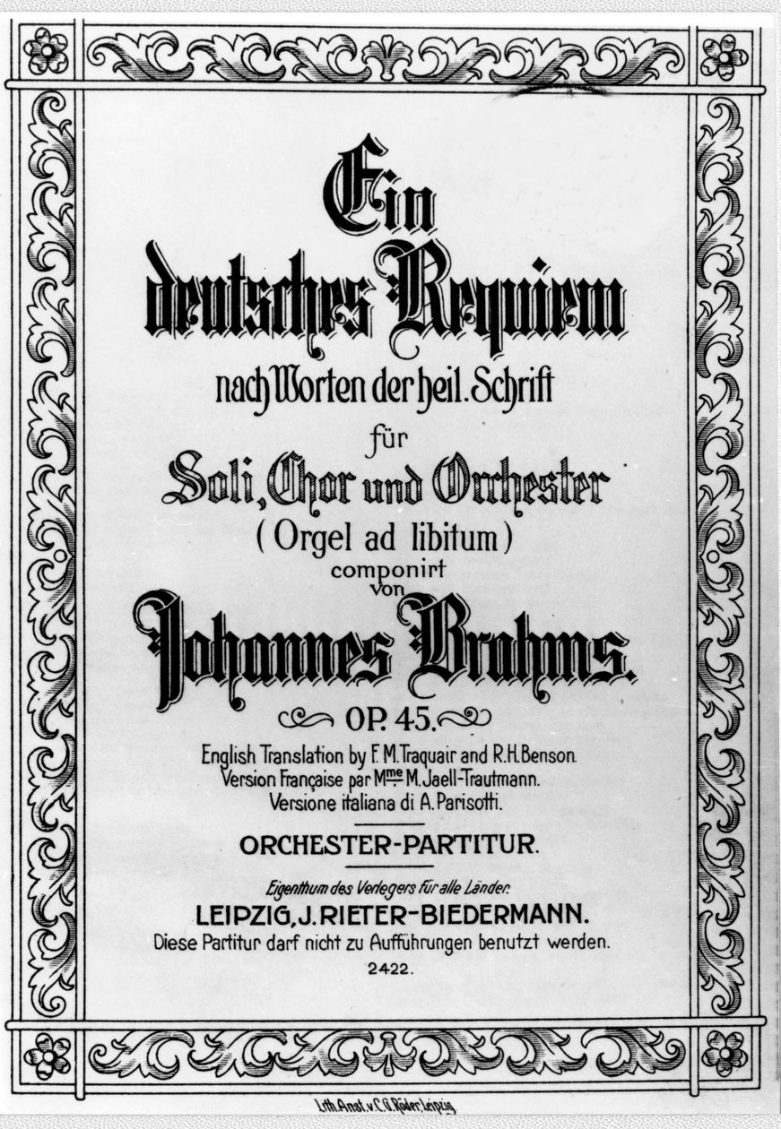 Johannes Brahms (1833 - 1897) tarafından Alman Requiem