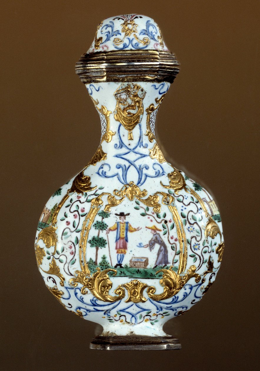 Alman Sanatı: 18. yüzyıla ait koku şişesi (emaille; chinoiserie sahnesi) by German School