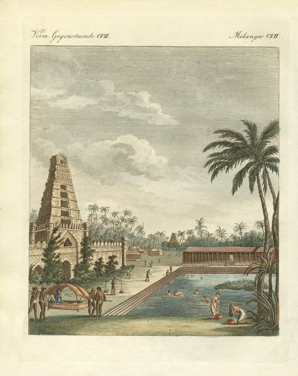 Hindu merakları (renkli gravür) by German School