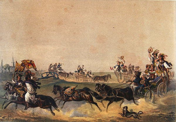 Macar Düğün Alayı, c.1855 (renkli taş) by German School