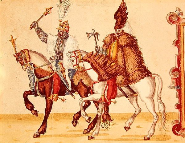 On altıncı yüzyılın sonunda Osmanlı sarayında Macar soyluları (kağıt üzerine suluboya) by German School