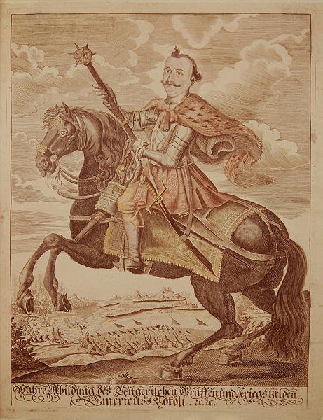 Imre Thokoly (1657-1705), Transilvanya Prensi (renkli gravür) by German School