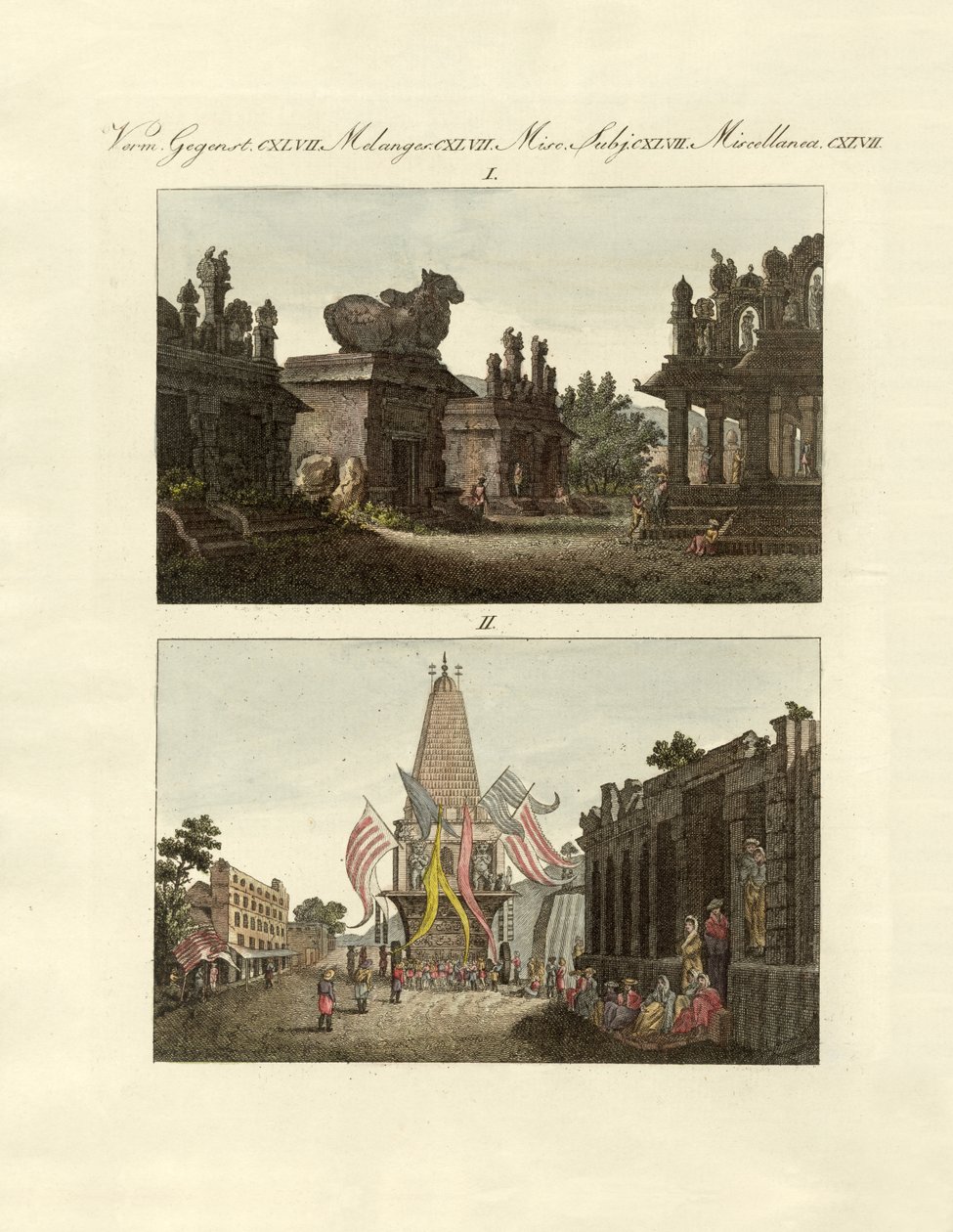 Kızılderililerin merakları (renkli gravür) by German School