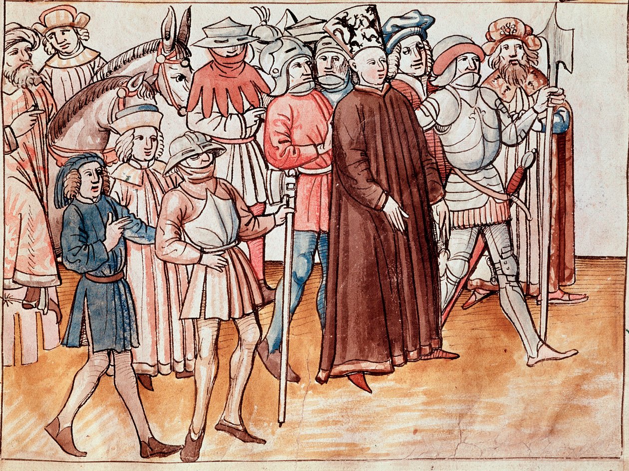 Jan Hus yakalanır ve kazığa mahkum edilir (Minyatür by German School
