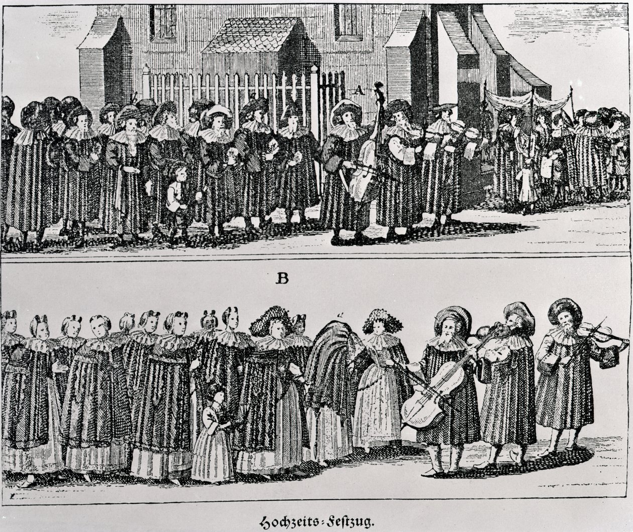 Yahudi Karnaval Alayı (gravür) (bw fotoğraf) by German School