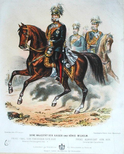 Kaiser Wilhelm I (1797-1888) At Sırtında by German School
