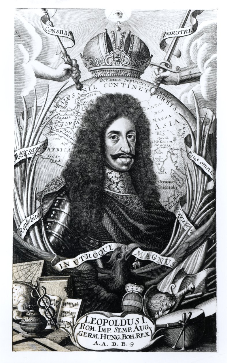 Leopold I (1640-1705), Macaristan Kralı ve Kutsal Roma İmparatoru, Philipp Kilian tarafından oyulmuş (1628-93) by German School