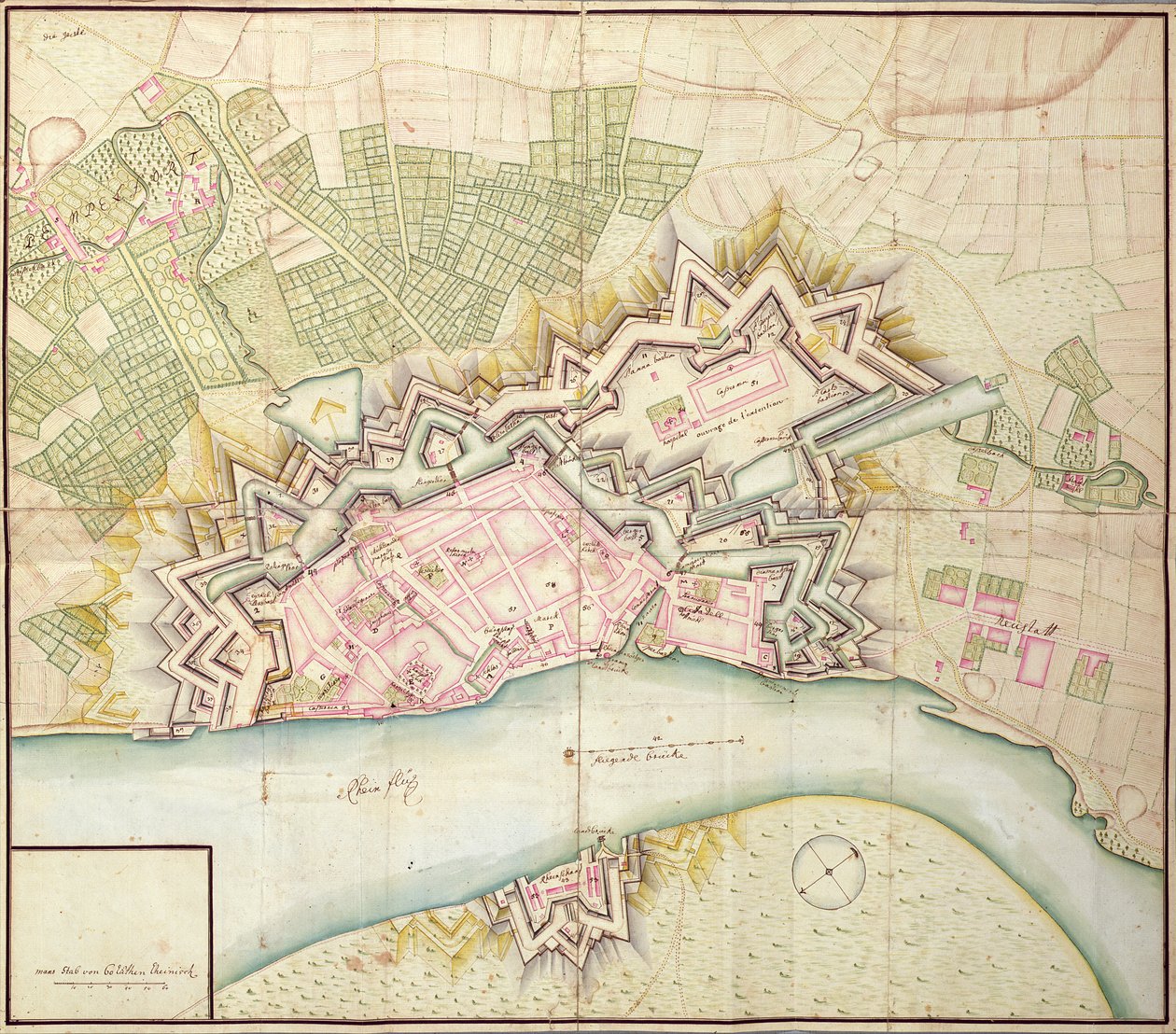 Düsseldorf Haritası, 1736 by German School
