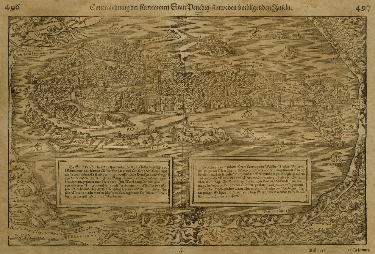 Venedik Haritası, Sebastian Munster (1488-1552) tarafından Basel