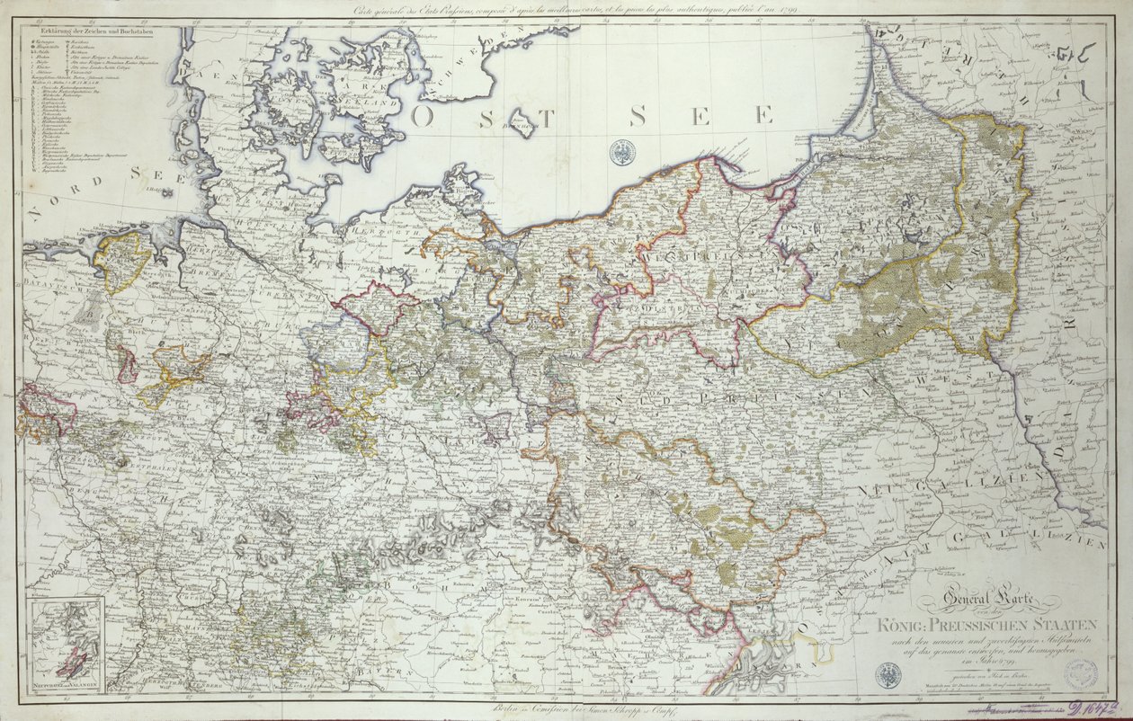1799 yılında Prusya Devletleri Haritası (baskı) by German School