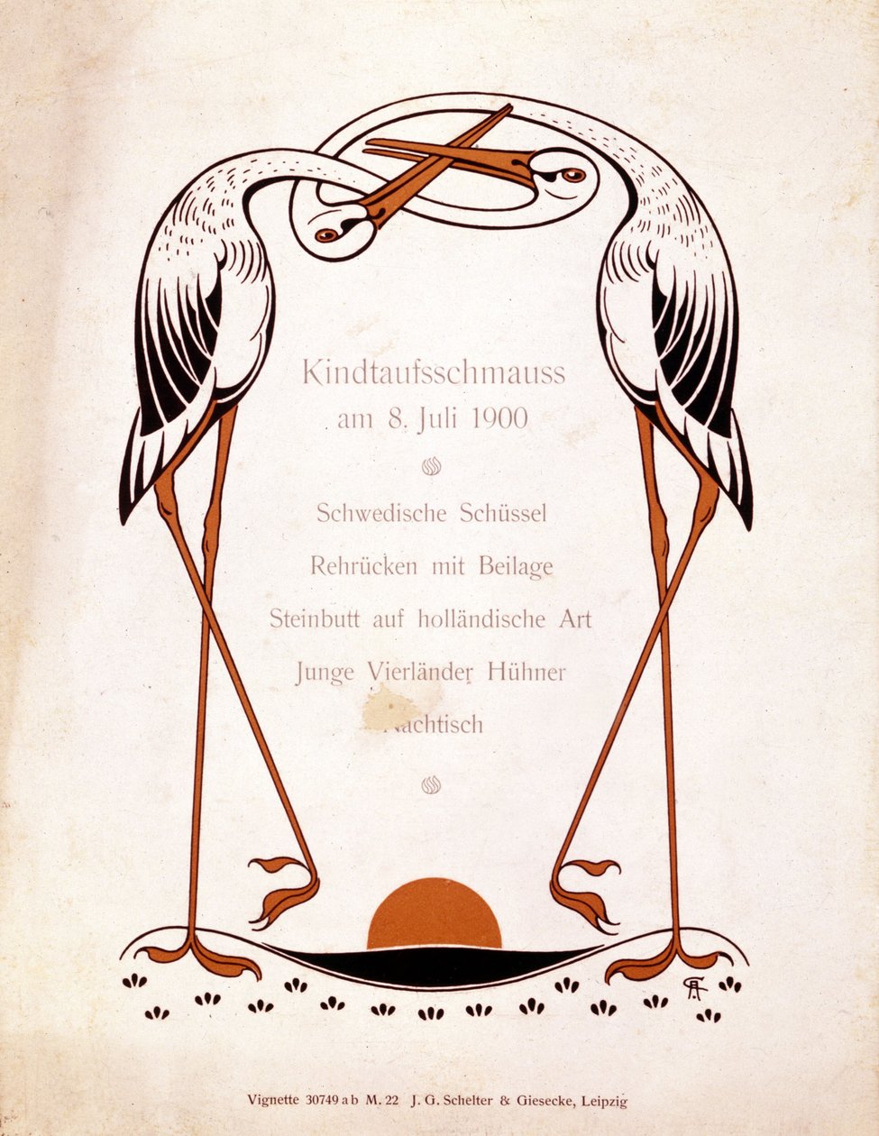 Vaftiz yemeği için menü. Almanya, 8/07/1900. by German School