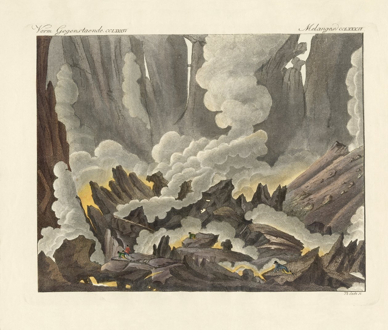 Sicilya Etna Dağı (renkli gravür) by German School