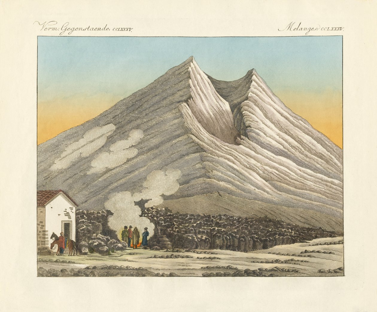 Sicilya Etna Dağı (renkli gravür) by German School