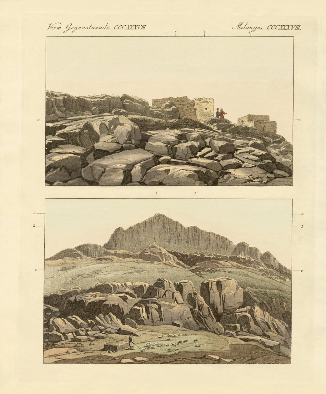Sina Dağı (renkli gravür) by German School