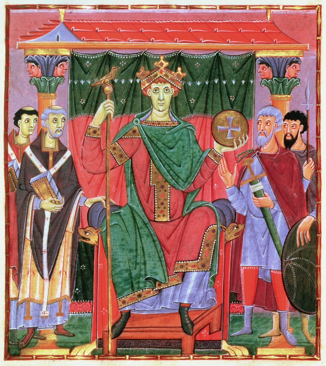 Ms Cim.4453 f.42r Kutsal Roma İmparatoru Otto III Enthroned (980-1002), c.998 by German School