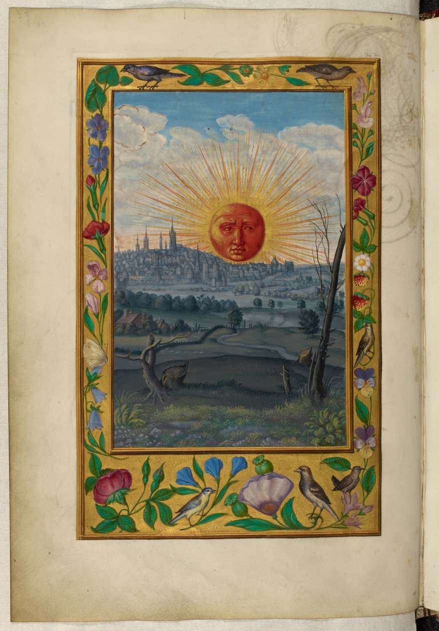 Ms Harley 3469, f.33v İnsan yüzü yükselirken Güneş, Salomon Trismosin