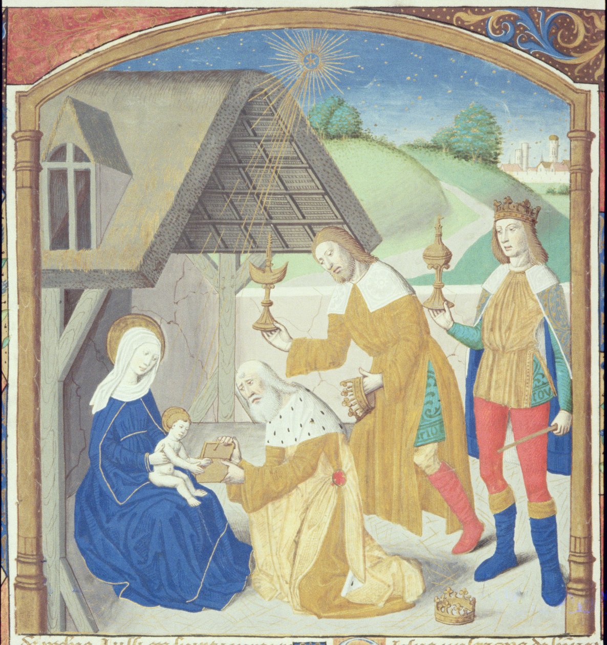 Ms Hunter 36 f.44r Nativity, Vita Christi'den, Ludolf of Saxony, c.1300-7778 by German School