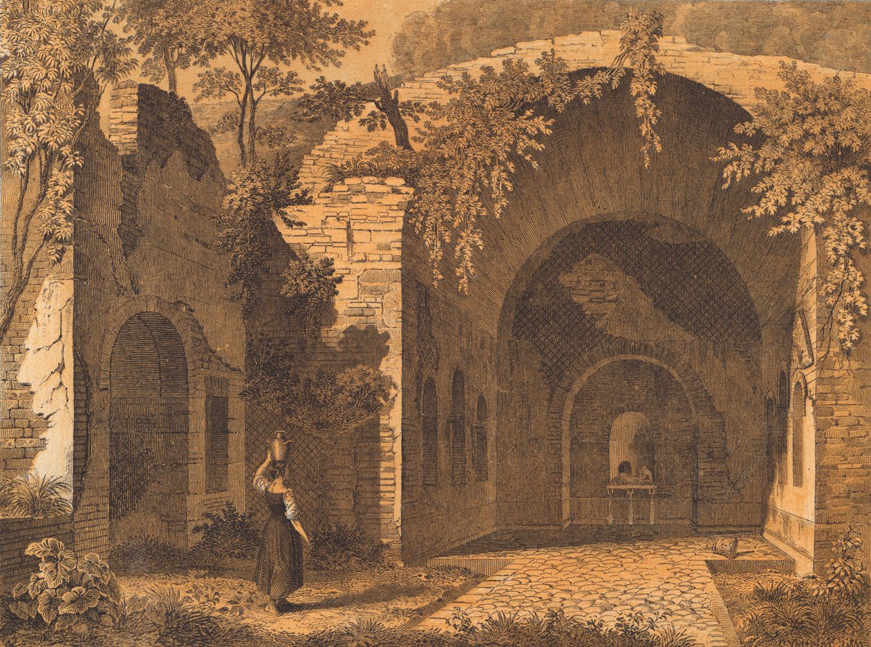 Egeria Nymphaeumu, Roma (renkli taş baskı) by German School