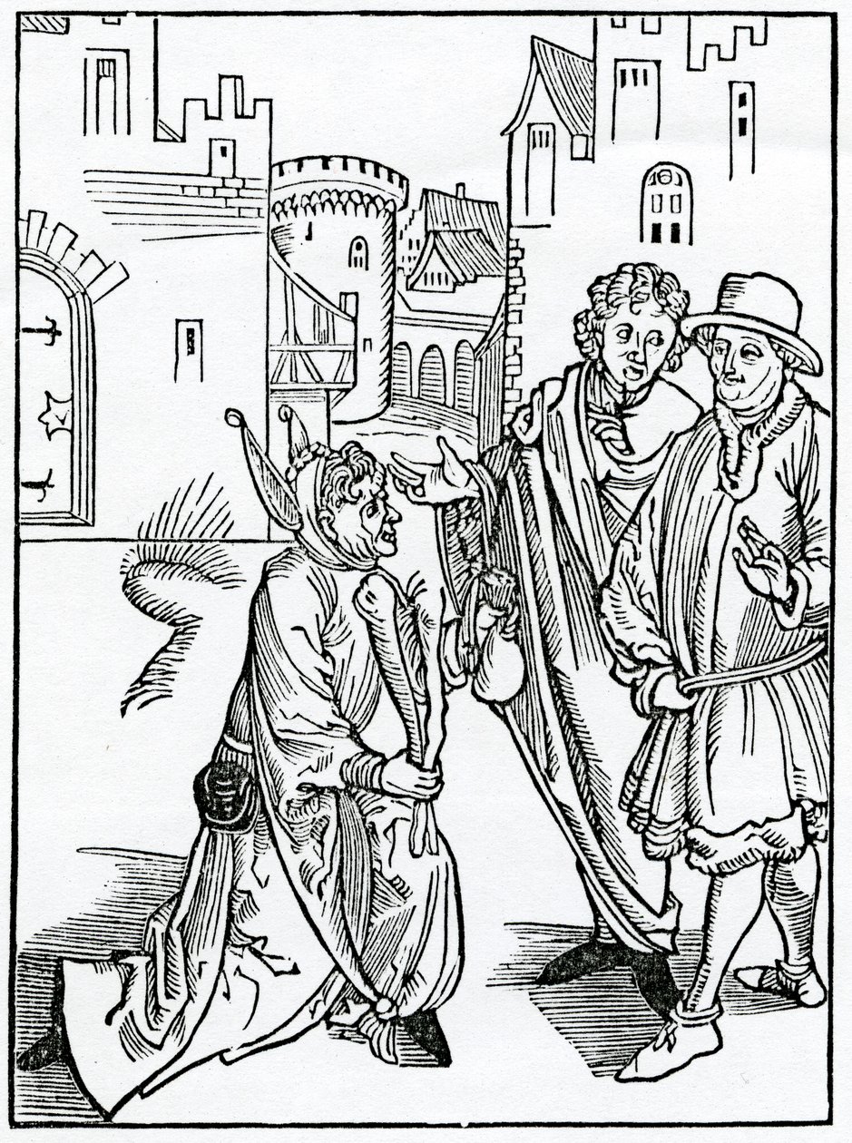 Of the contempt and dispysynge of pouertye, illustration from Alexander Barclay