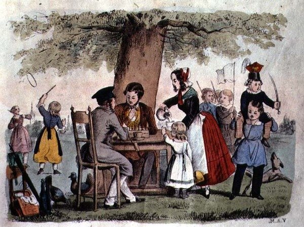Açık Hava Oyunları, Almanya, 1860 dolayları (renkli gravür) by German School