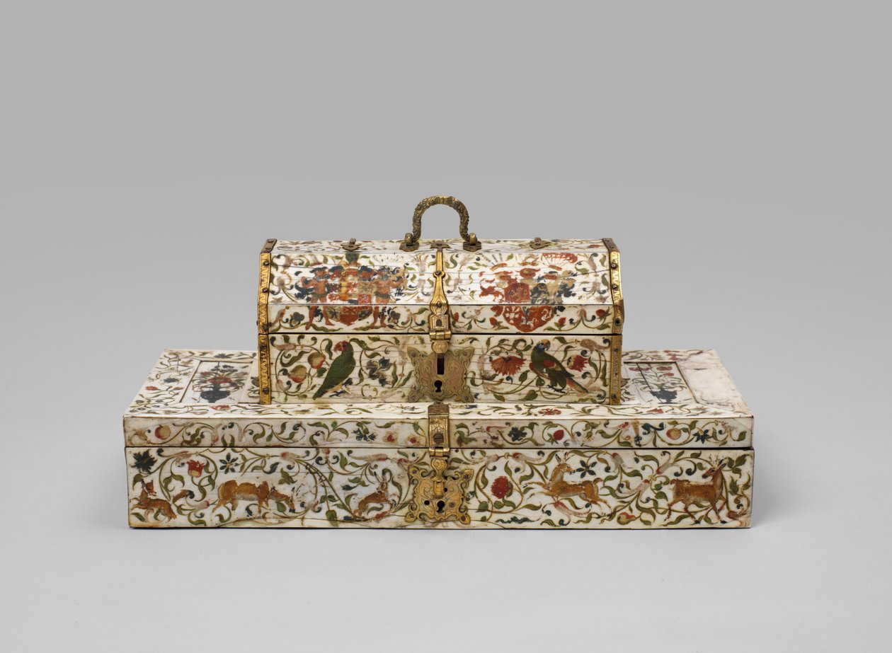Boyalı fildişi evlilik tabutu, 1600-99 by German School