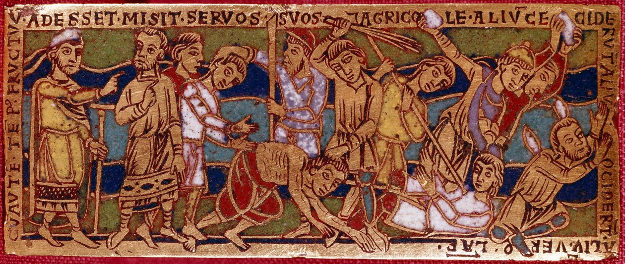 Asma işçilerinin benzetmesi veya onbirinci saatin işçilerinin benzetmesi. Bakır üzerine emaye plaka. Renan okul. 12. yüzyıl. Floransa, Nazionale Museo del Bargello by German School