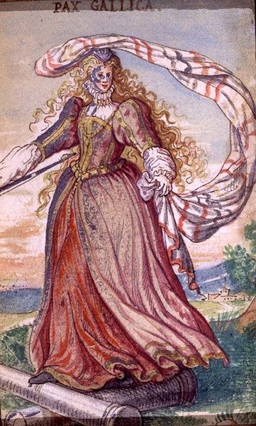 Pax Gallica, Fransız Barışının Kişileştirmesi, c.1640 (parşömen üzerine guaj) by German School